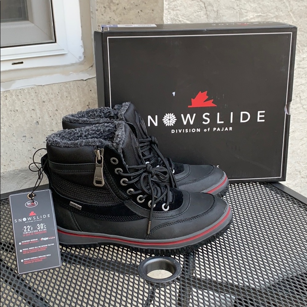 NIB Snowslide Gear Boot Black Nylon Leather Mens